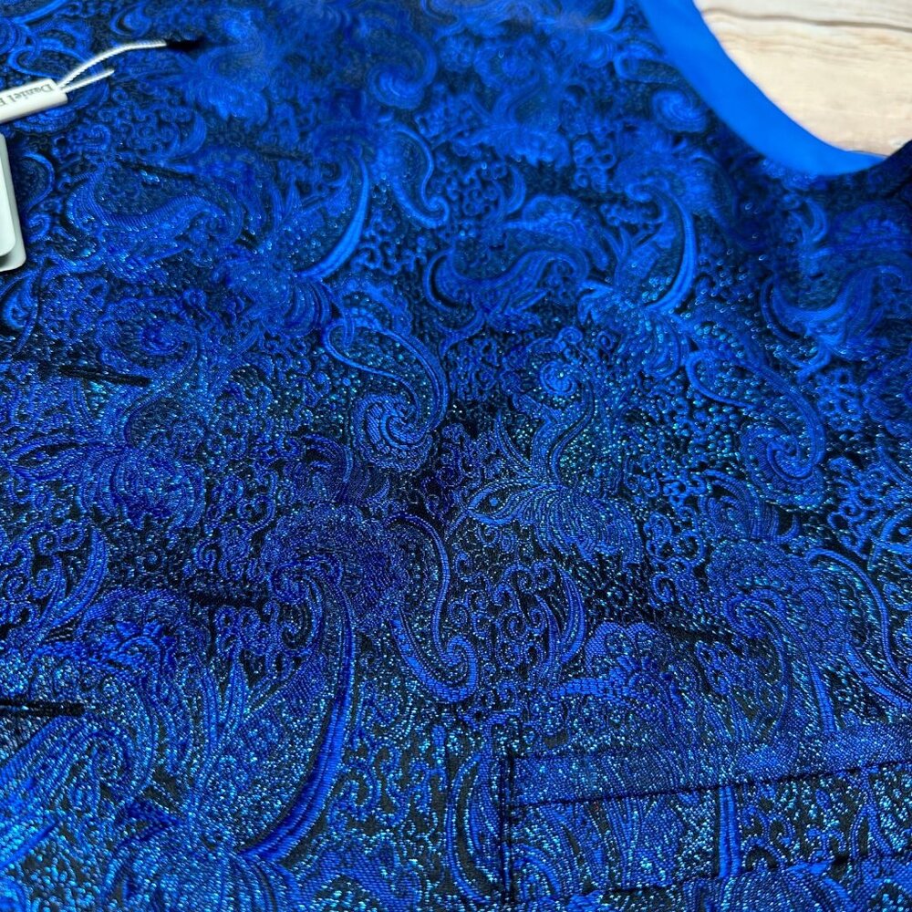 Daniel Ellissa Blue Black Metallic Paisley Vest Large MSRP $80.00 - Picture 3 of 7